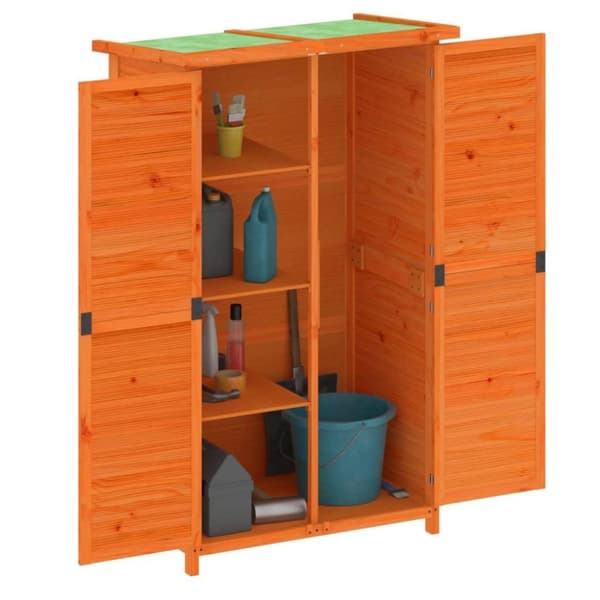 vidaXL Hageredskapsbod brun 83x57x140 cm heltre furu