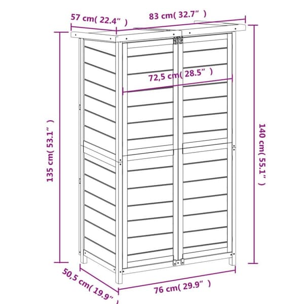 vidaXL Hageredskapsbod brun 83x57x140 cm heltre furu
