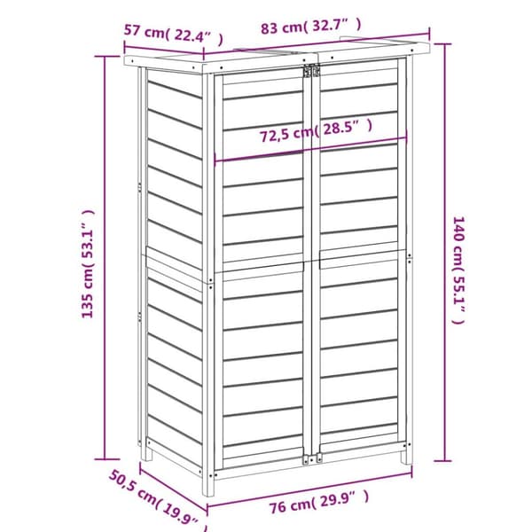vidaXL redskabsskur til haven 83x57x140 cm massivt fyrretræ grå