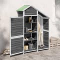 Miniatyrbillede 2 af 9: vidaXL redskabsskur til haven 120x53,5x170 cm massivt fyrretræ grå