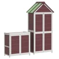 Miniatyrbilde 7 av 11: vidaXL Redskapsbodsett for hage 2 stk mocca heltre furu
