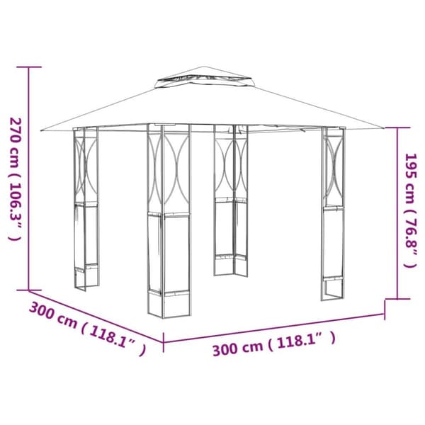 vidaXL pavillon med tag 300x300x270 cm stål antracitgrå