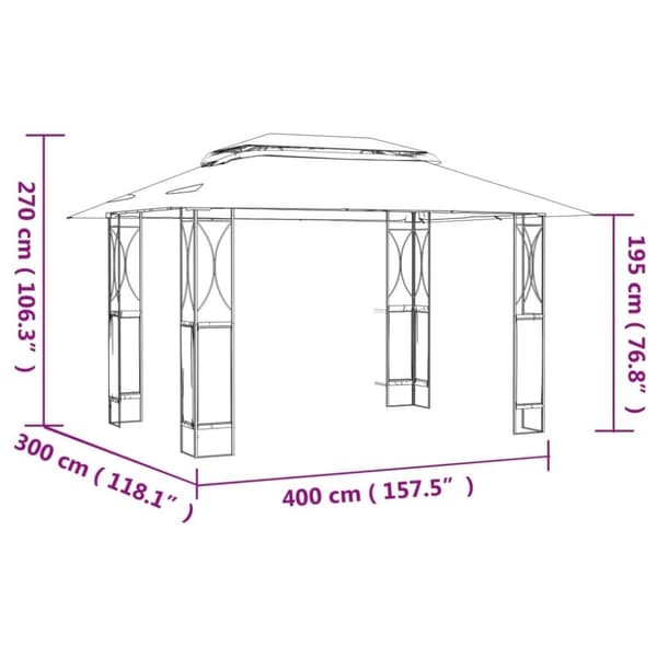 vidaXL Paviljong med tak antrasitt 400x300x270 cm stål