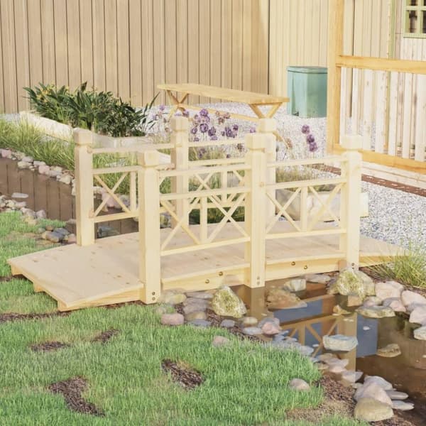 vidaXL Puutarhasilta kaiteilla 150x67x56 cm täysi kuusi