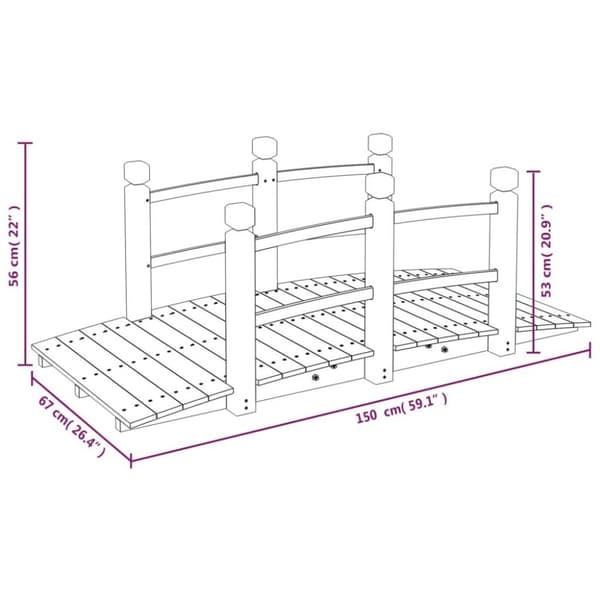vidaXL Puutarhasilta kaiteilla 150x67x56 cm täysi kuusi