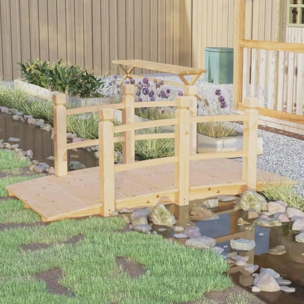 vidaXL Puutarhasilta kaiteilla 150x67x56 cm täysi kuusi