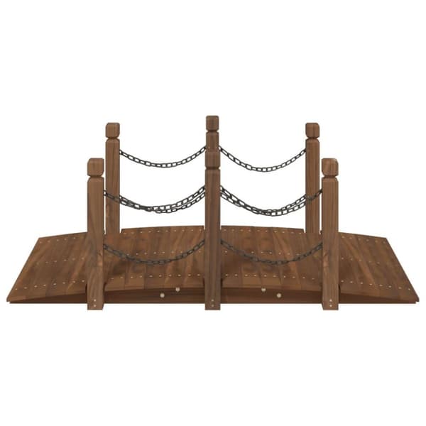 vidaXL Trädgårdsbro med kedjeräcken 150x67x56cm massivt granträ