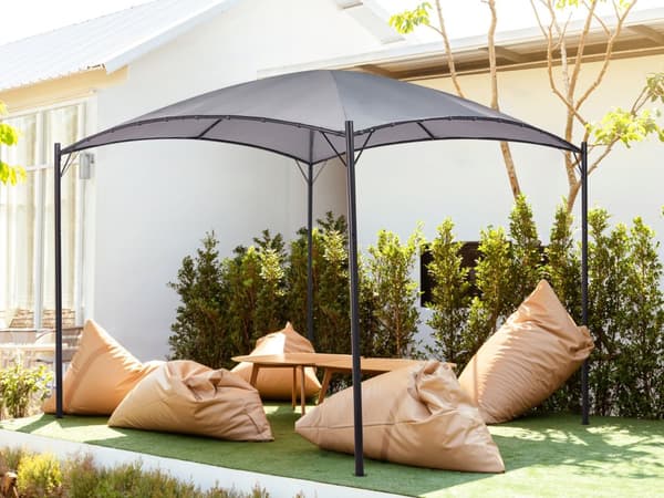 Pergola Grå Polyester Stål 305 x 305 cm Tyg Skugga Metallram Trädgård Paviljong