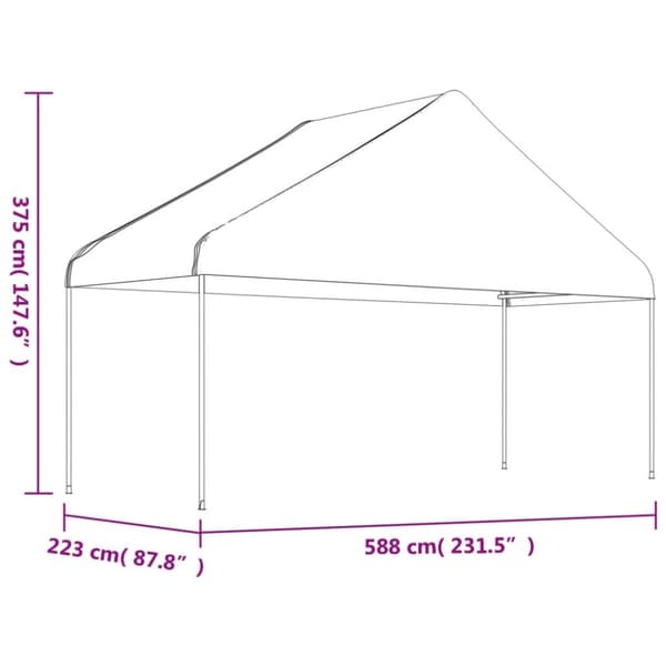 vidaXL Paviljong med tak hvit 4,46x5,88x3,75 m polyetylen
