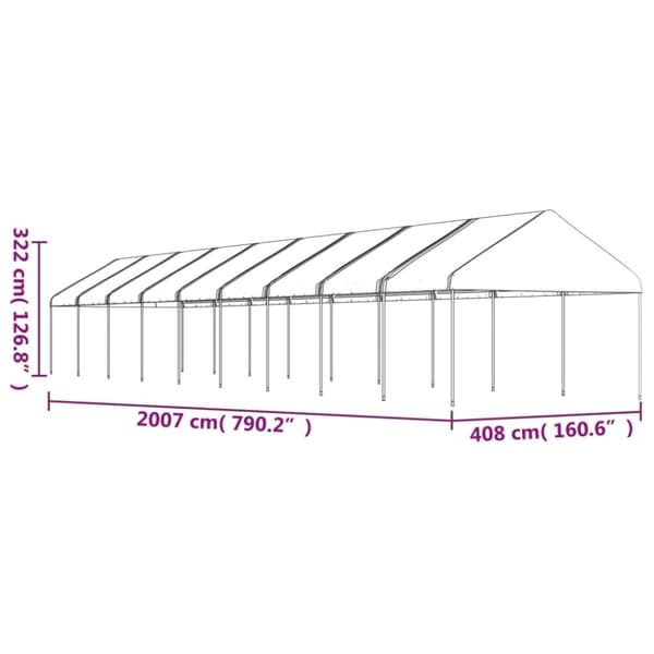 vidaXL Paviljong med tak hvit 20,07x4,08x3,22 m polyetylen