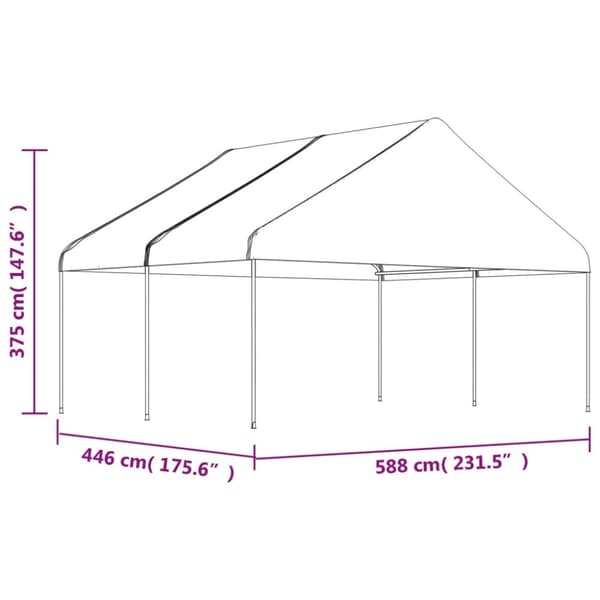 vidaXL pavillon med tag 4,46x5,88x3,75 m polyethylen hvid