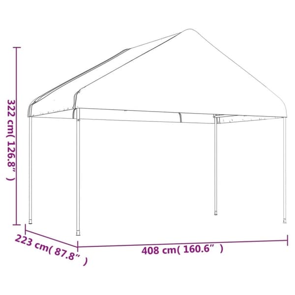 vidaXL pavillon med tag 8,92x4,08x3,22 m polyethylen hvid