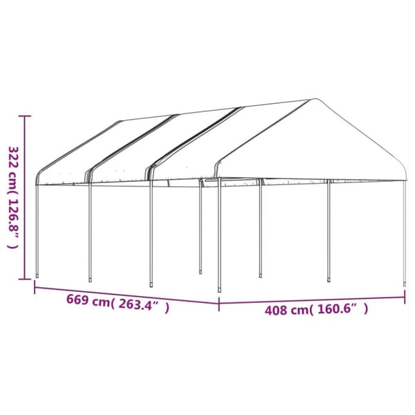 vidaXL Huvimaja katolla valkoinen 6,69x4,08x3,22 m polyeteeni