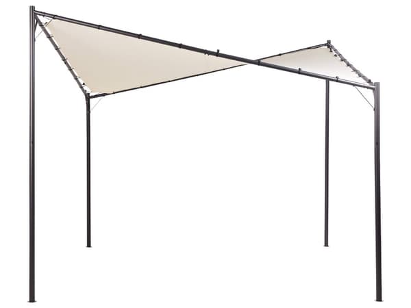 Pergola Beige Polyester Stål 300 x 300 cm Stoffskygge Metallramme Hagepaviljong