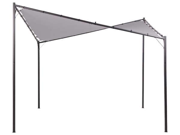 Pergola Grå Polyester Stål 300 x 300 cm Stoffskygge Metallramme Hagepaviljong
