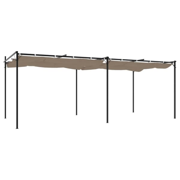 vidaXL Pergola med uttrekkbar tak gråbrun 589x292x230 cm