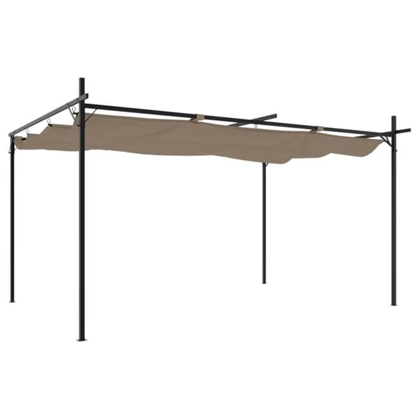 vidaXL pergola med sammenrulleligt tag 395x292x230 cm gråbrun