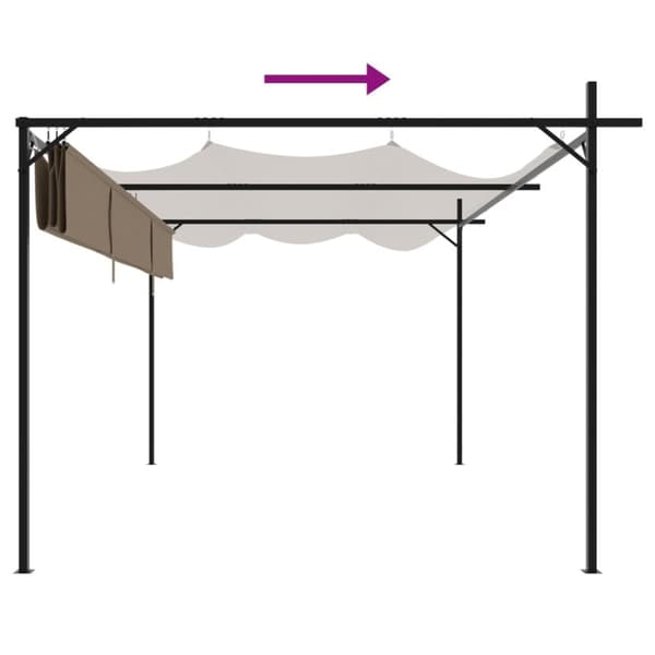 vidaXL Pergola med uttrekkbar tak gråbrun 395x292x230 cm