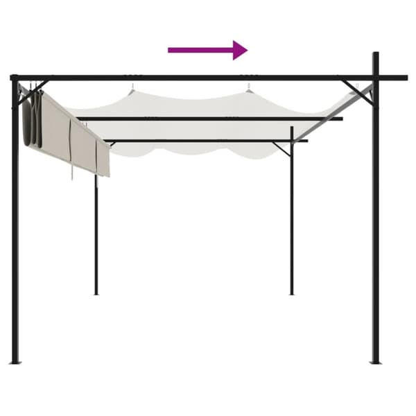 vidaXL pergola med sammenrulleligt tag 395x292x230 cm cremefarvet