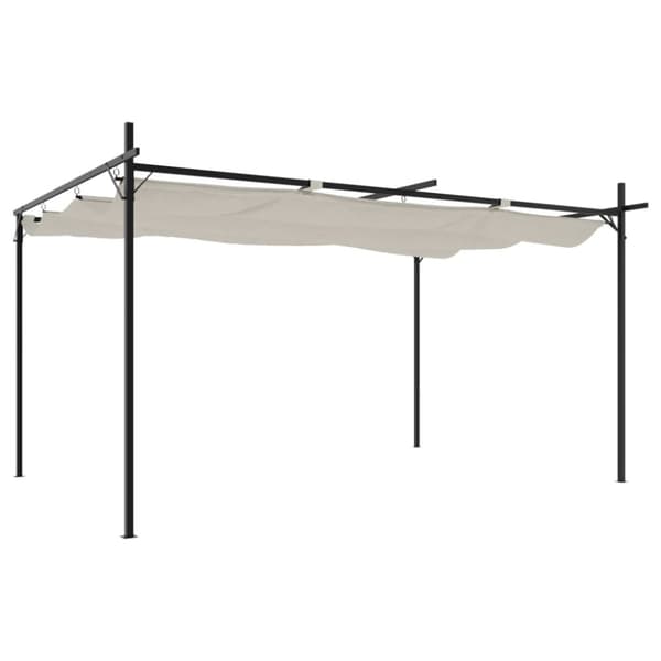 vidaXL pergola med sammenrulleligt tag 395x292x230 cm cremefarvet