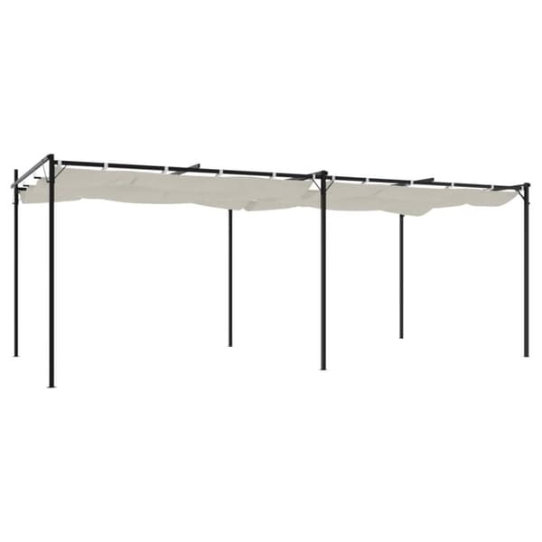 vidaXL Pergola med uttrekkbar tak kremhvit 589x292x230 cm