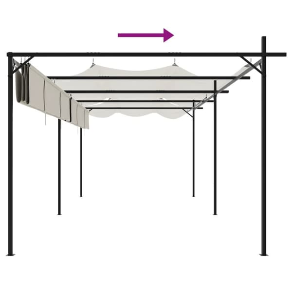 vidaXL Pergola med uttrekkbar tak kremhvit 589x292x230 cm