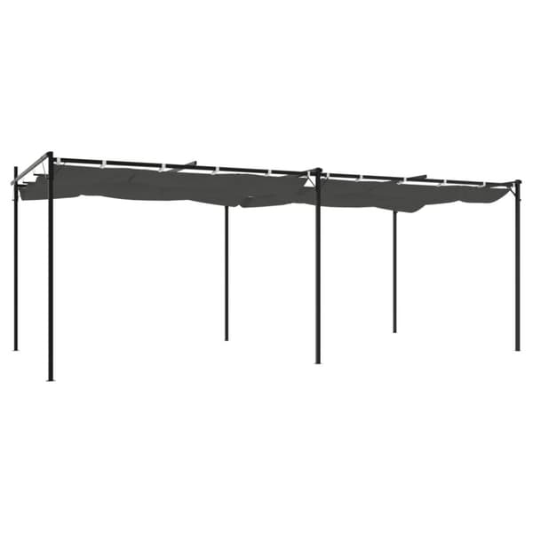 vidaXL pergola med sammenrulleligt tag 589x292x230 cm antracitgrå