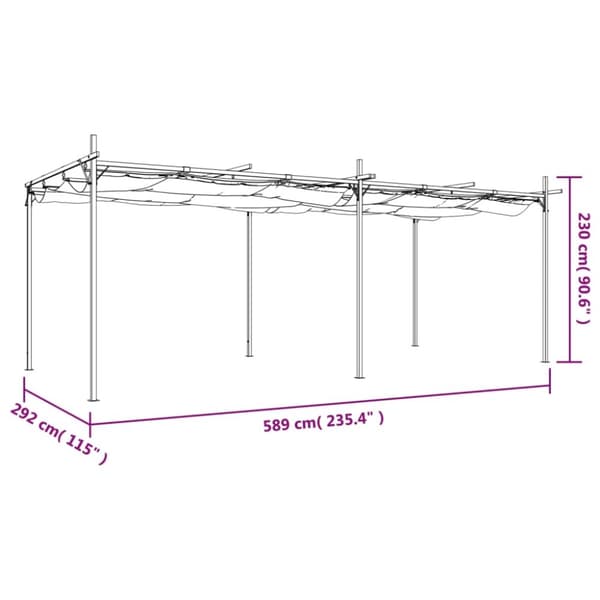 vidaXL pergola med sammenrulleligt tag 589x292x230 cm antracitgrå