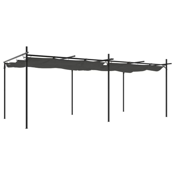 vidaXL pergola med sammenrulleligt tag 589x292x230 cm antracitgrå