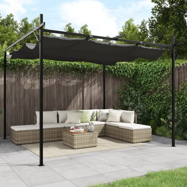 vidaXL Pergola med uttrekkbar tak antrasitt 295x292x230 cm