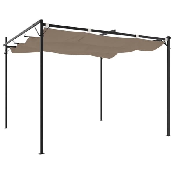 vidaXL pergola med sammenrulleligt tag 295x292x230 cm gråbrun