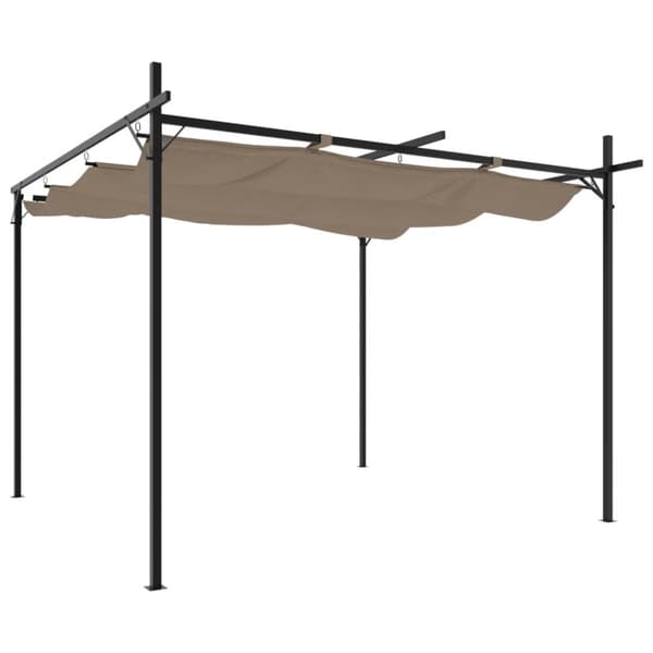 vidaXL pergola med sammenrulleligt tag 295x292x230 cm gråbrun