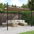 Miniatyrbillede 1 af 8: vidaXL pergola med sammenrulleligt tag 295x292x230 cm gråbrun