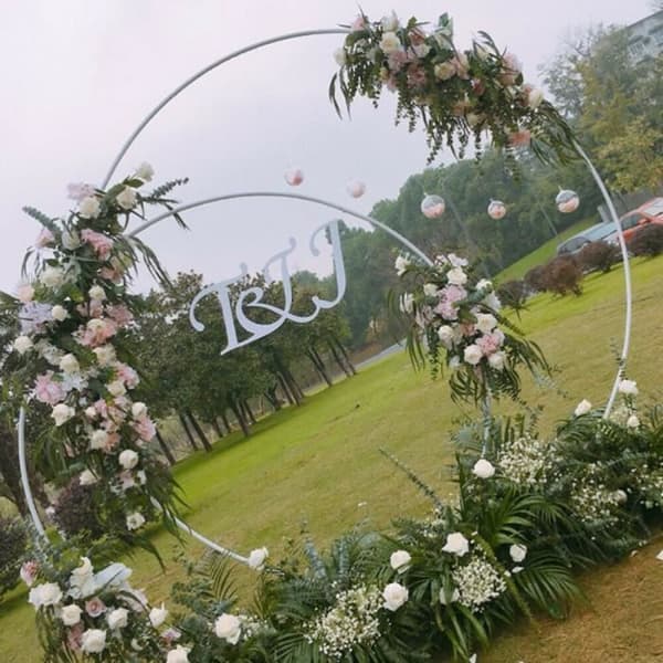 Rund metallram med båge för bröllopsbakgrundsställning, 1,2 m stativ för partyblommor