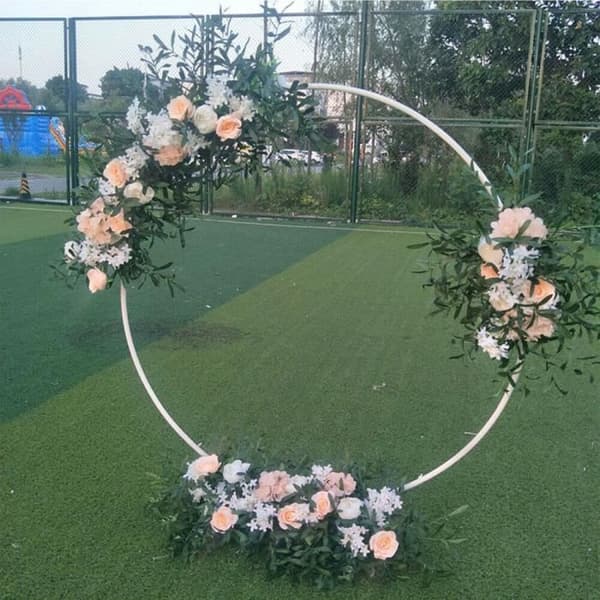 Rund metallram med båge för bröllopsbakgrundsställning, 1,2 m stativ för partyblommor