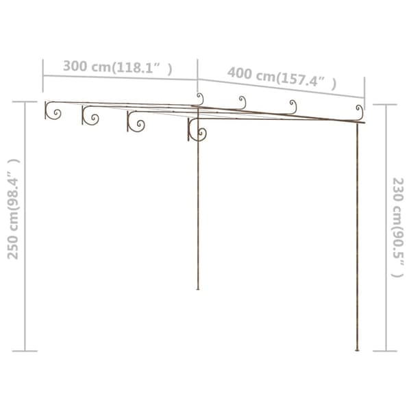 pergola 4x3x2,5 m jern antikbrun