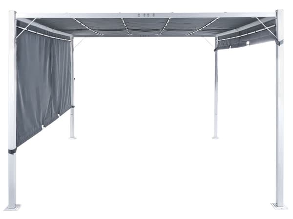 Puutarhakatos harmaa 310 x 215 x 310 cm teräs polyesteri LED-valot säädettävä aurinkopaneeli moderni
