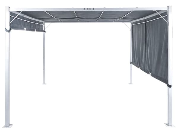 Puutarhakatos harmaa 310 x 215 x 310 cm teräs polyesteri LED-valot säädettävä aurinkopaneeli moderni