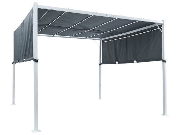 Puutarhakatos harmaa 310 x 215 x 310 cm teräs polyesteri LED-valot säädettävä aurinkopaneeli moderni