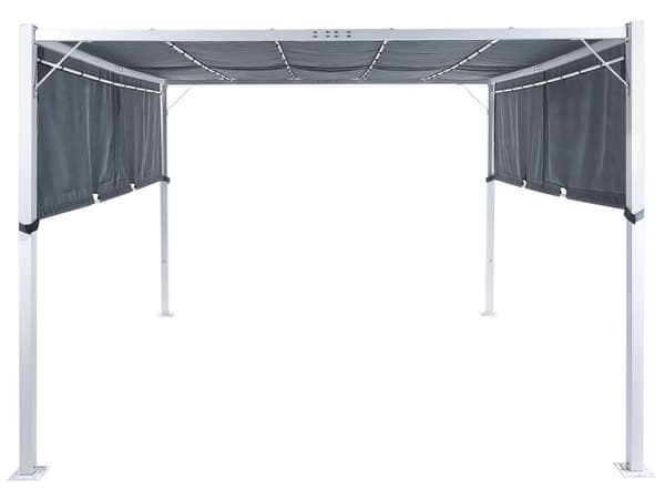 Puutarhakatos harmaa 310 x 215 x 310 cm teräs polyesteri LED-valot säädettävä aurinkopaneeli moderni