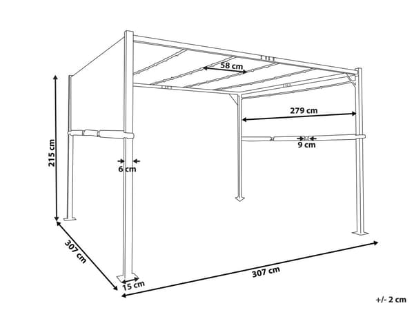 Haveoverdækning brun 310 x 215 x 310 cm stål polyester LED-lys justerbar solpanel moderne