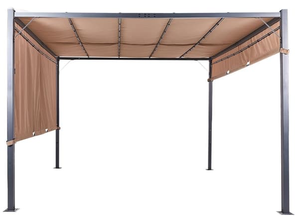 Haveoverdækning brun 310 x 215 x 310 cm stål polyester LED-lys justerbar solpanel moderne