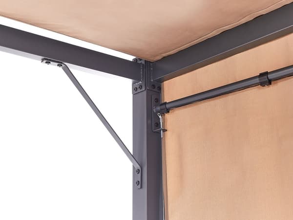 Haveoverdækning brun 310 x 215 x 310 cm stål polyester LED-lys justerbar solpanel moderne