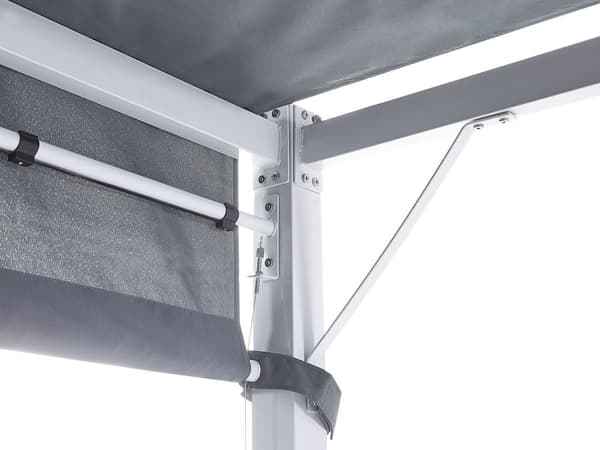 Pergola Grå Polyester Stål 310 x 310 cm Stofskærm Metalramme Solar LED Lys Havepavillon