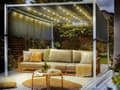 Miniatyrbillede 2 af 11: Pergola Grå Polyester Stål 310 x 310 cm Stofskærm Metalramme Solar LED Lys Havepavillon