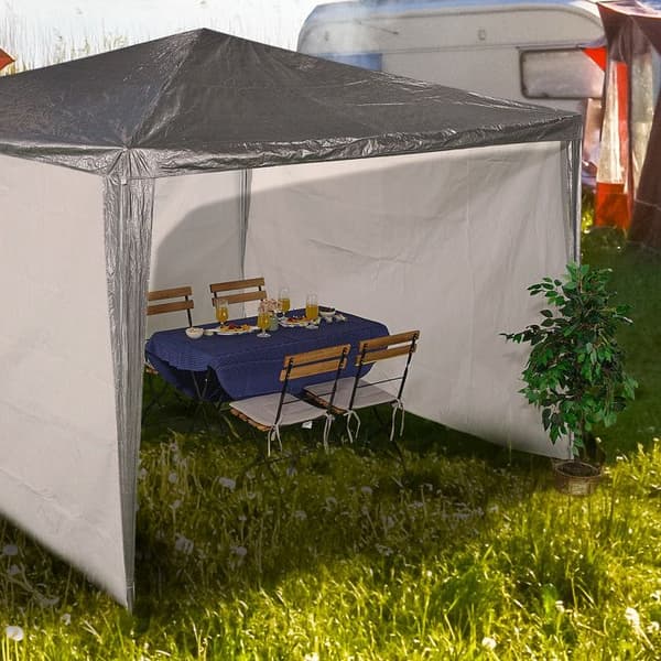 Sidorväggar för pergola - Relaxdays - Set om 3 - Vattentät - Velcro-stängningar - 2x3 m - Vit
