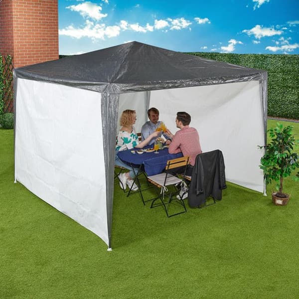 Sidorväggar för pergola - Relaxdays - Set om 3 - Vattentät - Velcro-stängningar - 2x3 m - Vit