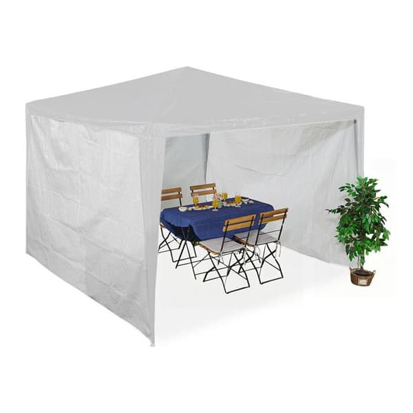 Sidorväggar för pergola - Relaxdays - Set om 3 - Vattentät - Velcro-stängningar - 2x3 m - Vit