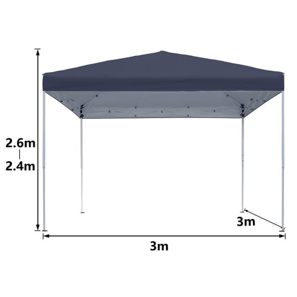 Fällbart lusthus - XMTECH - 3x3m - Metall - Antracit