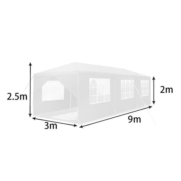 LZQ hopfällbart mottagningstält - 3 x 9 m - Sol- och UV-skydd - Vit